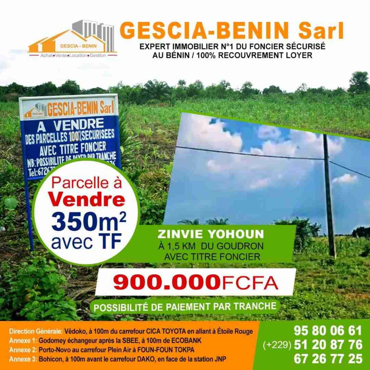 Parcelle 100% sécurisée à Zinvié 